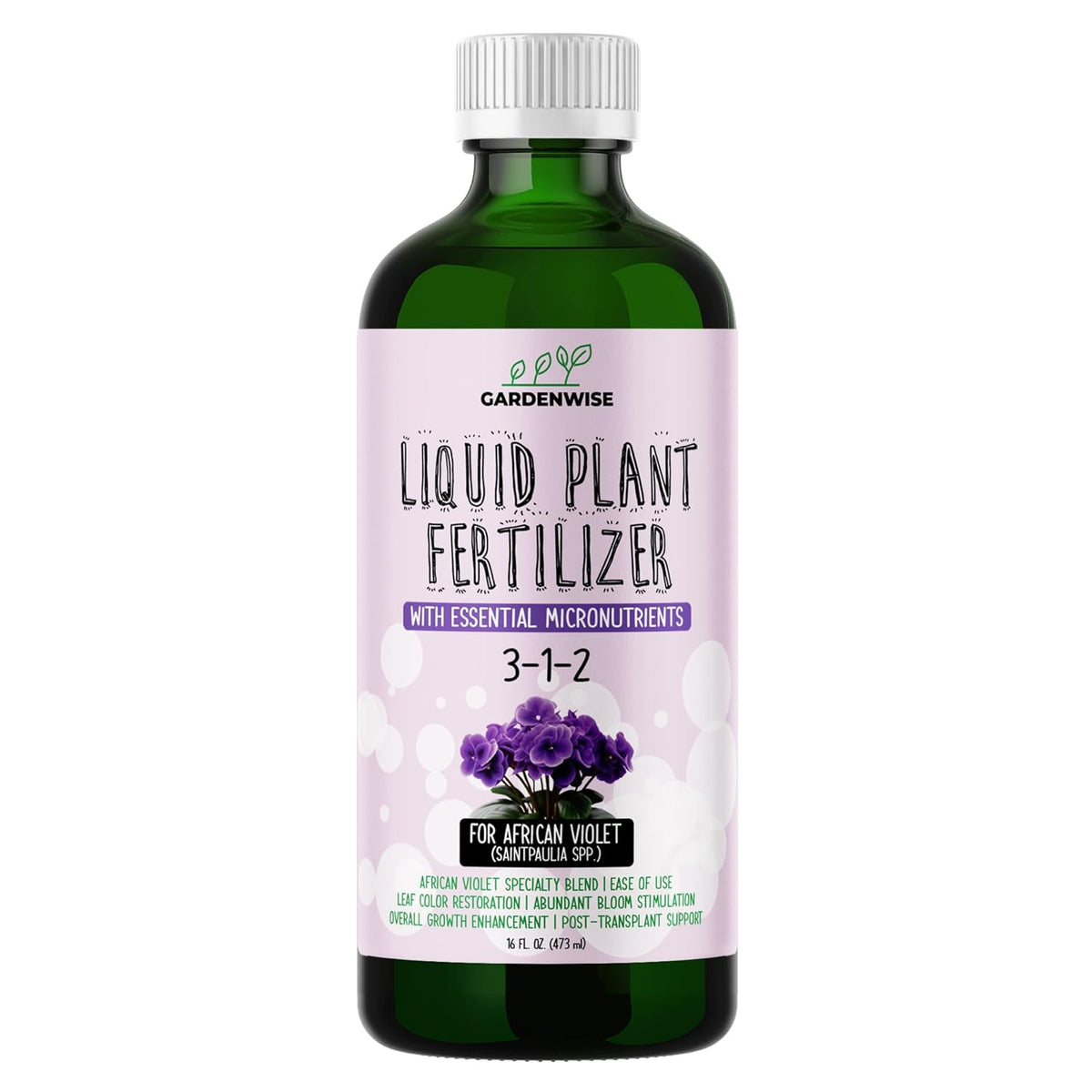 3-1-2 African Violet Fertilizer for Indoor Plants: Liquid Fertilizer with Essential Micronutrients