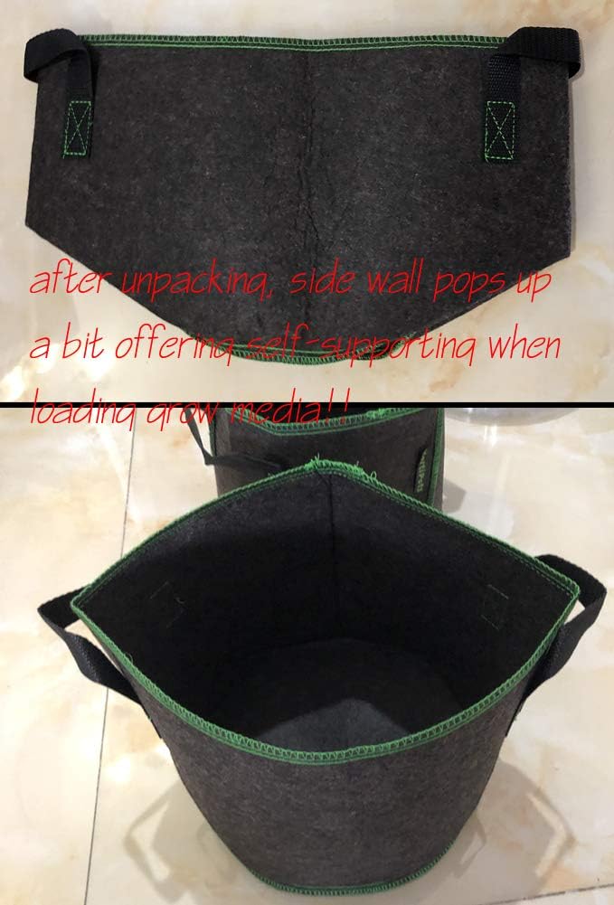 HORTIPOTS Fabric Pots 3 Gallon Non So Floppy Air Pruning Smart Grow Bags Black Gray (Pack of 10)