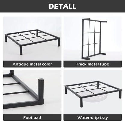 9.8" Metal Heavy Duty Potted Plant Stand Flower Pot Holder with Saucer Indoor Outdoor Rustproof