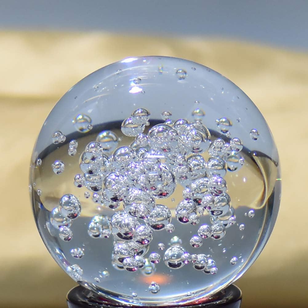 ChezMax Crystal 3 inch (80mm) Bubble Crystal Ball Paperweight Gorgeous Glass Ball for Decorative