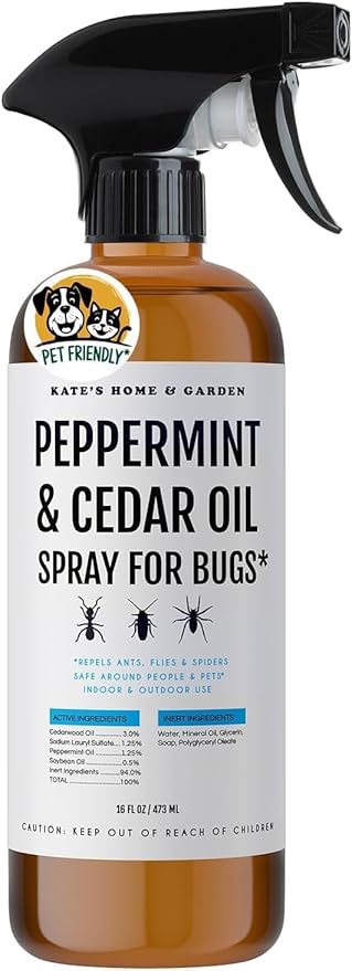 Kate's Home & Garden Peppermint Oil Spray for Bugs, Ants, Insects, Spiders, Roaches, Stink Bug.