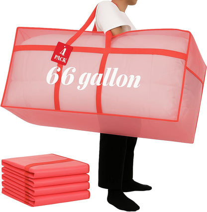4 Pcs 66 Gallon Large Moving Bags with Zipper and Handles Foldable Storage Duffle Bags Heavy Duty
