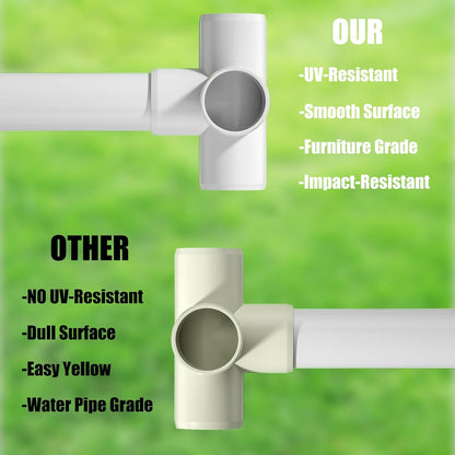 4PCS 1-1/2Inch Elbow Fittings, 4-Way Heavy Duty PVC Pipe Fitting, Corner Fitting for Water Supplies