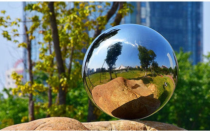 25 cm/10 inch Diameter Gazing Globe Mirror Ball,Silver Stainless Steel Polished Reflective Smooth
