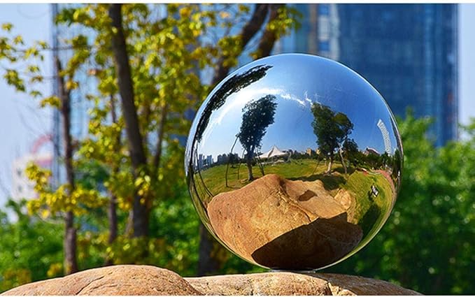 8 inch Diameter Gazing Ball,Silver Stainless Steel Polished Reflective Smooth Garden Sphere Globe