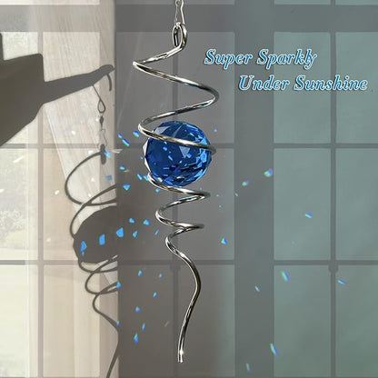 Fonmy Gazing Ball Spiral Tail -Decorative Wind Spinner Sun Catcher Rainbow Maker 11 inch Tail and 2