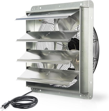 JVO 18 Inch Shutter Exhaust Fan - 2600 CFM High Velocity Wall Mounted Ventilator, 1.8m Power Cord