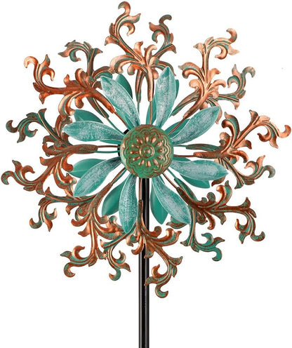 Viveta Wind Spinners Outdoor, Metal Wind Sculptures for Yard and Garden,13 * 57 "Double Windmill