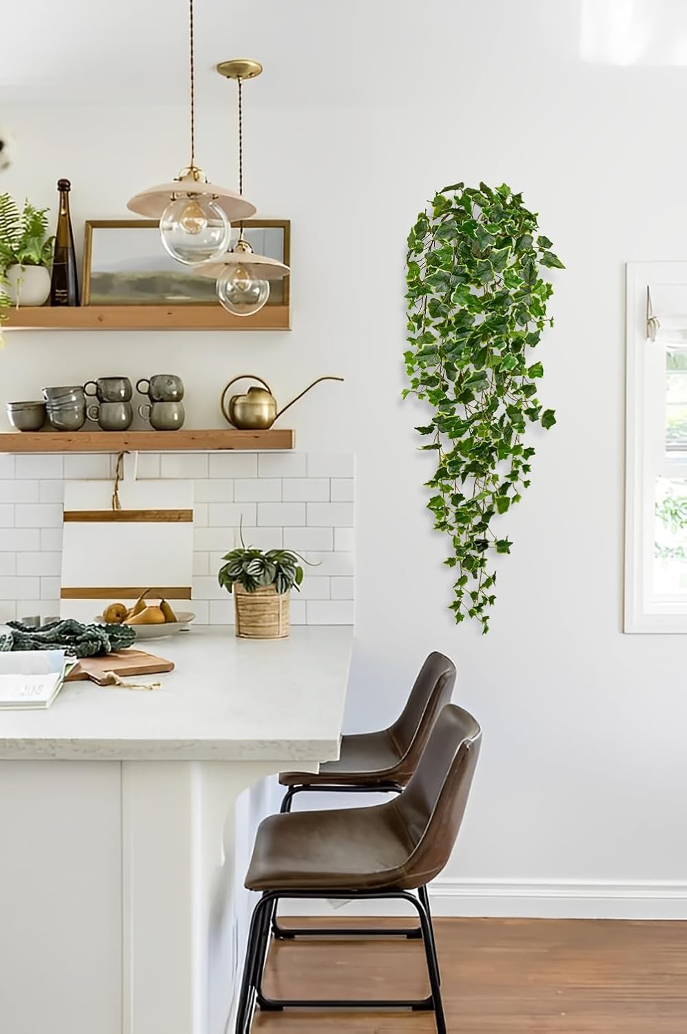 Hollyone Artificial Hanging Plants Wall Potted 47.2" Fake Ivy Vine Faux Ivy Leaves Hanging Greenery