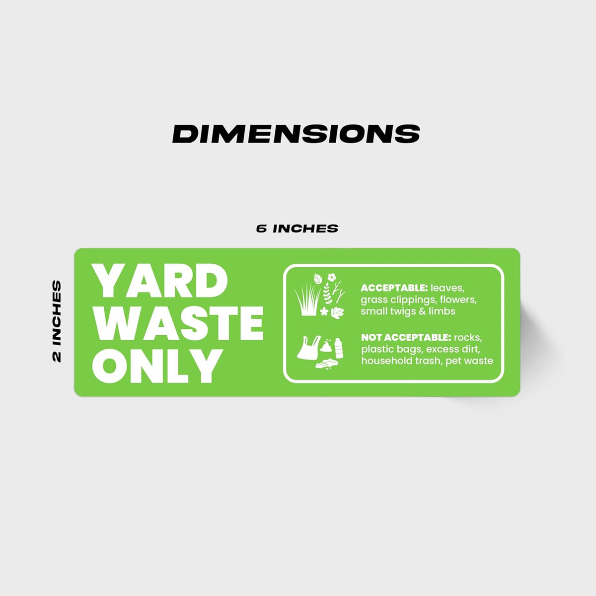Yard Waste Sticker - Yard Waste Bin Sign - with Helpful Tips and Do & Don't Reminder - 3-5 Year