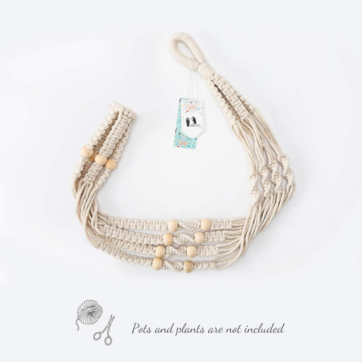 Mkono Macrame Plant Hanger Indoor 35 Inch Hanging Planter Basket Ivory 2Pcs