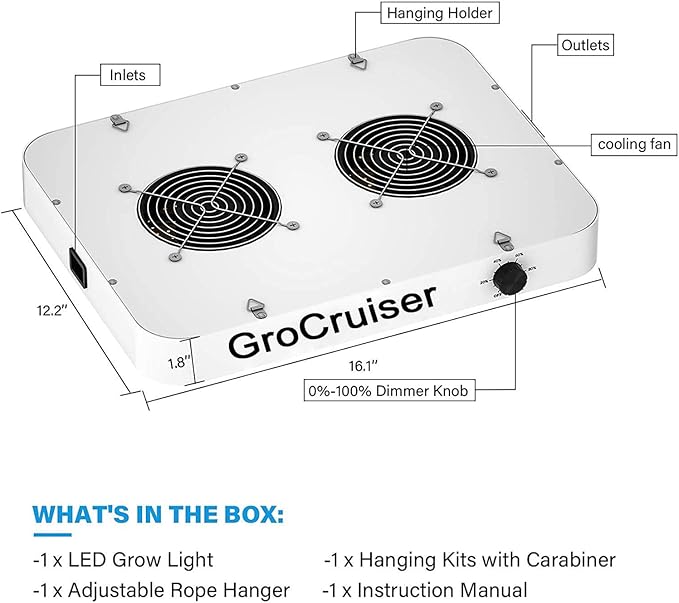 2000W Dimmable LED Grow Light, 3x3 2x4ft Grow Tent Light with 1176PCS LEDs, UV-IR Included Full