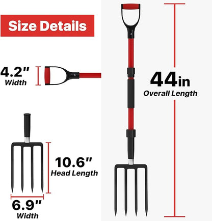 COSITA Pitch Fork for Garden, 44-Inches Pitchfork with Fiberglass Handle, Gardening Spading Fork