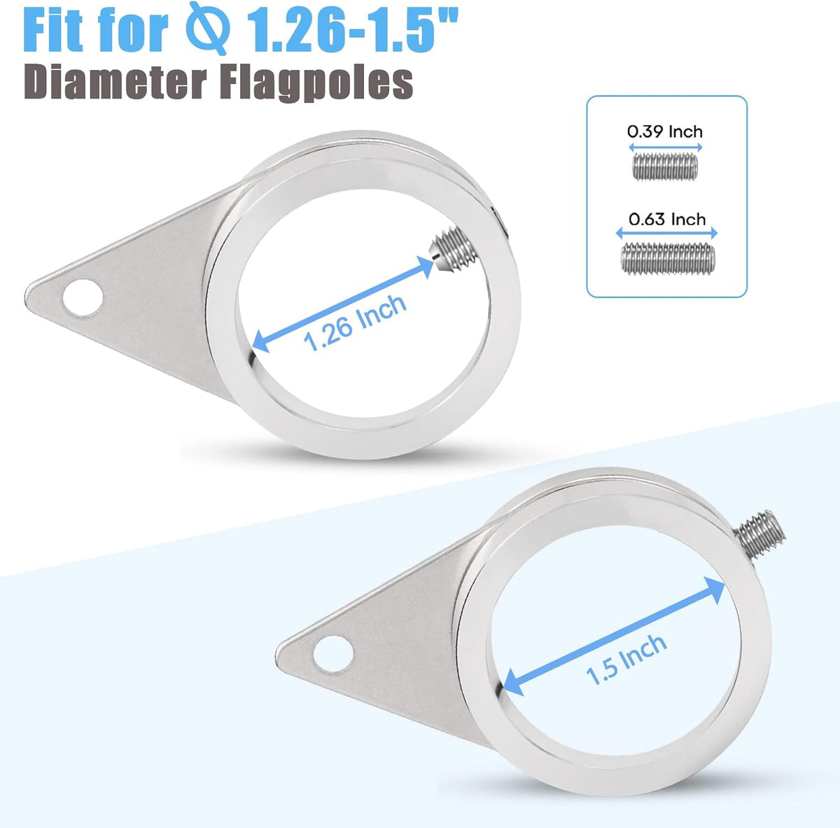 1.5" Flag Pole Rings, 2 Pcs Aluminum Alloy Spinning Flag Pole Ring Clips Swivels, 360° Rotating