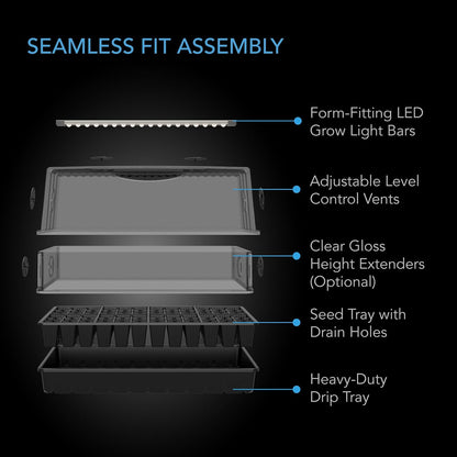 AC Infinity Heavy-Duty Large Humidity Dome w/Full Spectrum LED Grow Light Bars, Samsung LM301H EVO