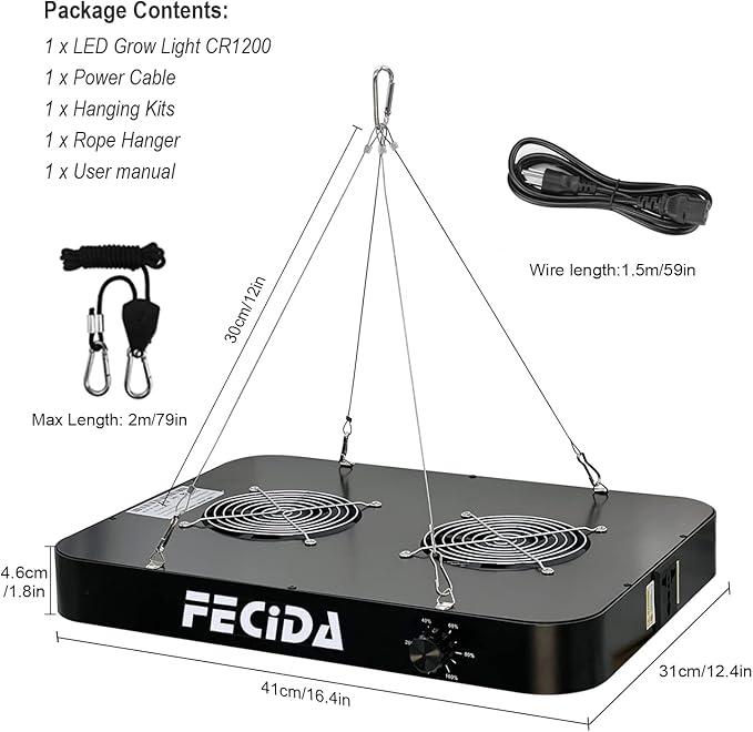 FECiDA Dimmable LED Grow Light 24000 Lumen 260 Watt, 2024 Best 3x3 2x4 ft Grow Tent Light, UV-IR