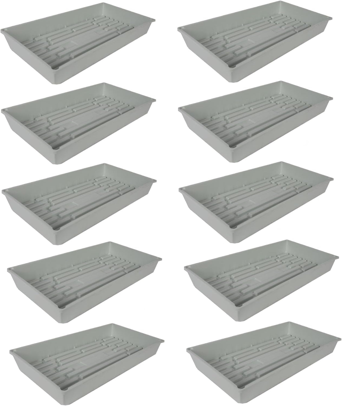 SUNPACK 10" x 20" Mega Plastic Seed Starting Tray, White, 2.5" (Pack of 10) - No Drainage Holes