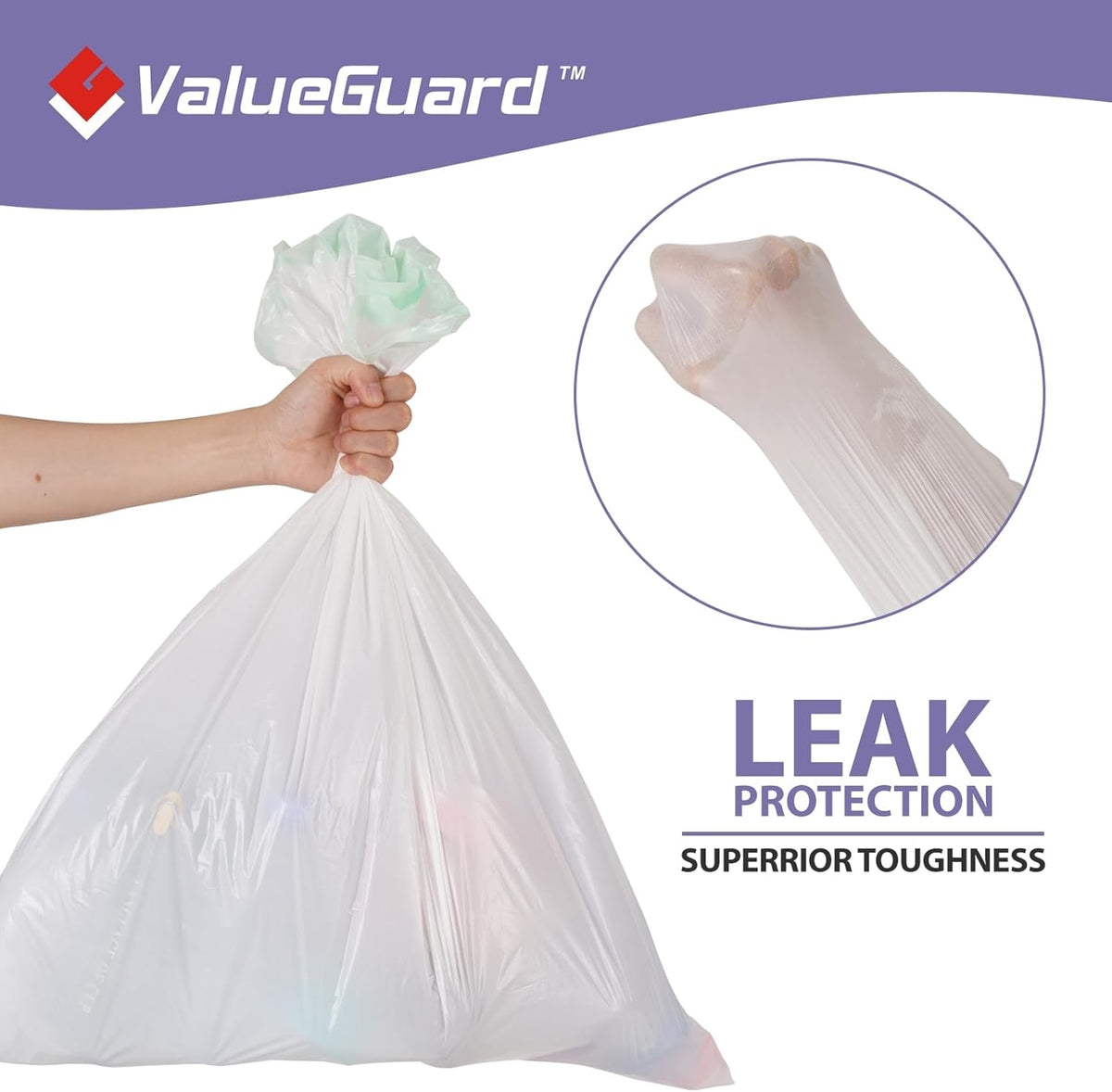 Trash Bags Garbage Bag 13 Gallon Drawstring Tall Waste Bag for Kitchen Office Party 0.6 Mil (110