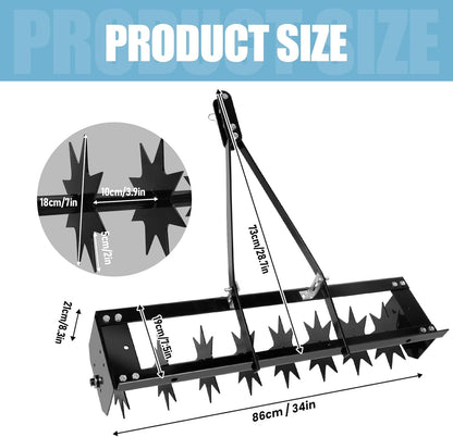 Tow Behind Lawn Aerator with 34-Inch Working Width, Manual Core Plug Aerator with Soil Penetrator