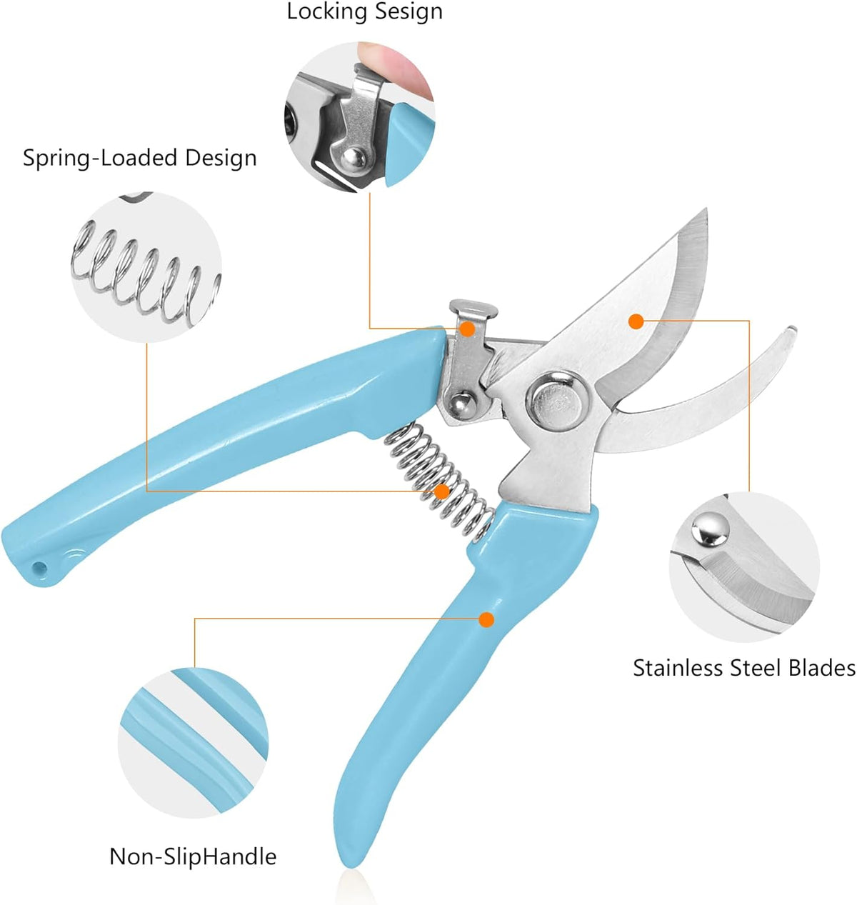 Garden Scissors for Plant, Tip Pruning Shears for Cutting Flowers, Trimming Plants, Bonsai and