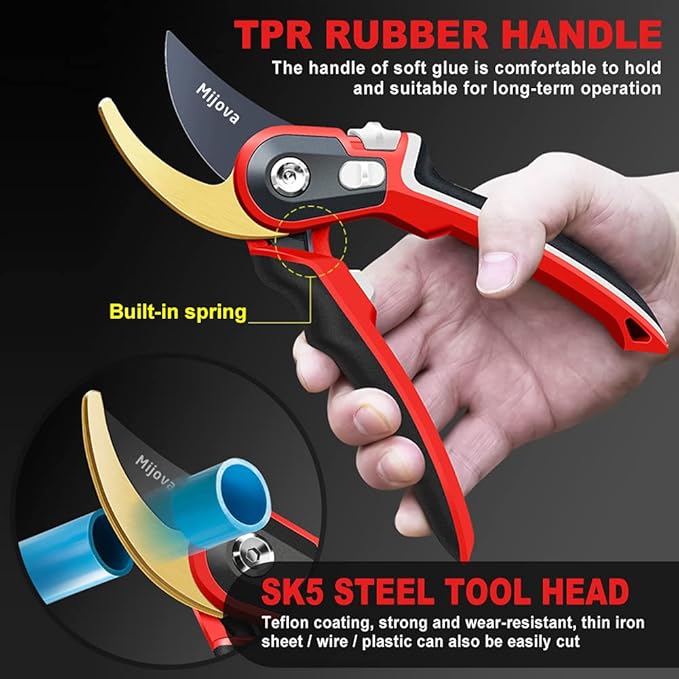 Garden Pruners, Heavy Duty Garden Clippers, Pruning Shears with Adjustable Thumb Lock, Hand