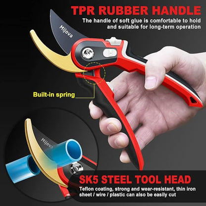 Garden Pruners, Heavy Duty Garden Clippers, Pruning Shears with Adjustable Thumb Lock, Hand