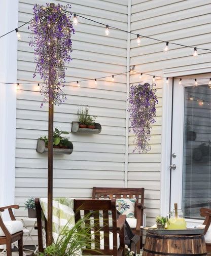 RECUTMS Artificial Hanging Plant 4 Pack Fake Fern with LED Lights Ivy Vines 2.5ft Faux Hanging