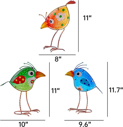 John's Studio Garden Decor for Outside - Outdoor Statue Decorations Metal Bird Glass Yard Art