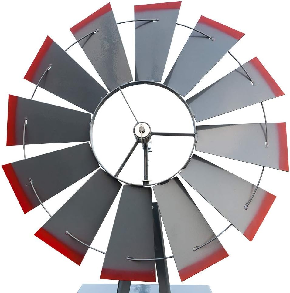 8FT Windmill for Yard Garden Decoration with Weather Vanes，Heavy Duty Outdoor Wind Mills, Large