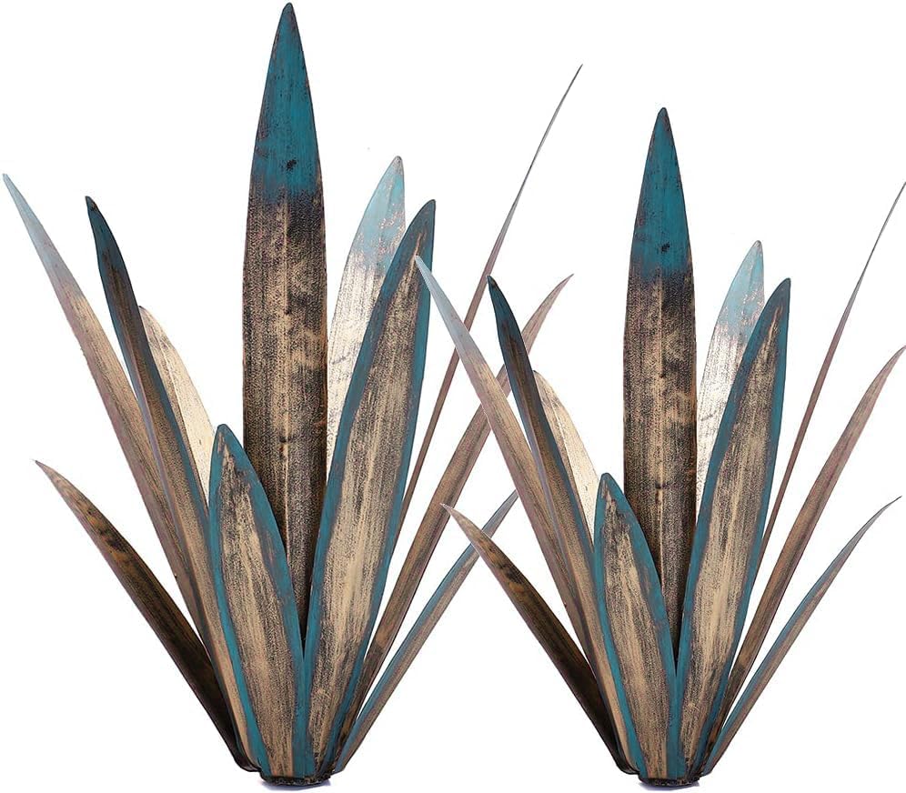Metal Agave Plants, 2 Pack Big Tequila Rustic Sculpture, Rustic Metal Agave Plants Lawn Ornaments