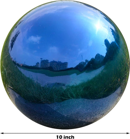 Nerien 10 Inch Gazing Ball, Stainless Steel Garden Mirror Globe, Polished Ornament Sphere, Hollow
