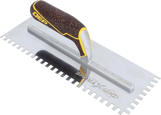 QEP Xtreme Cork Handle Stainless Steel Trowel Square Notch 1/4" x 3/8" x 1/4"