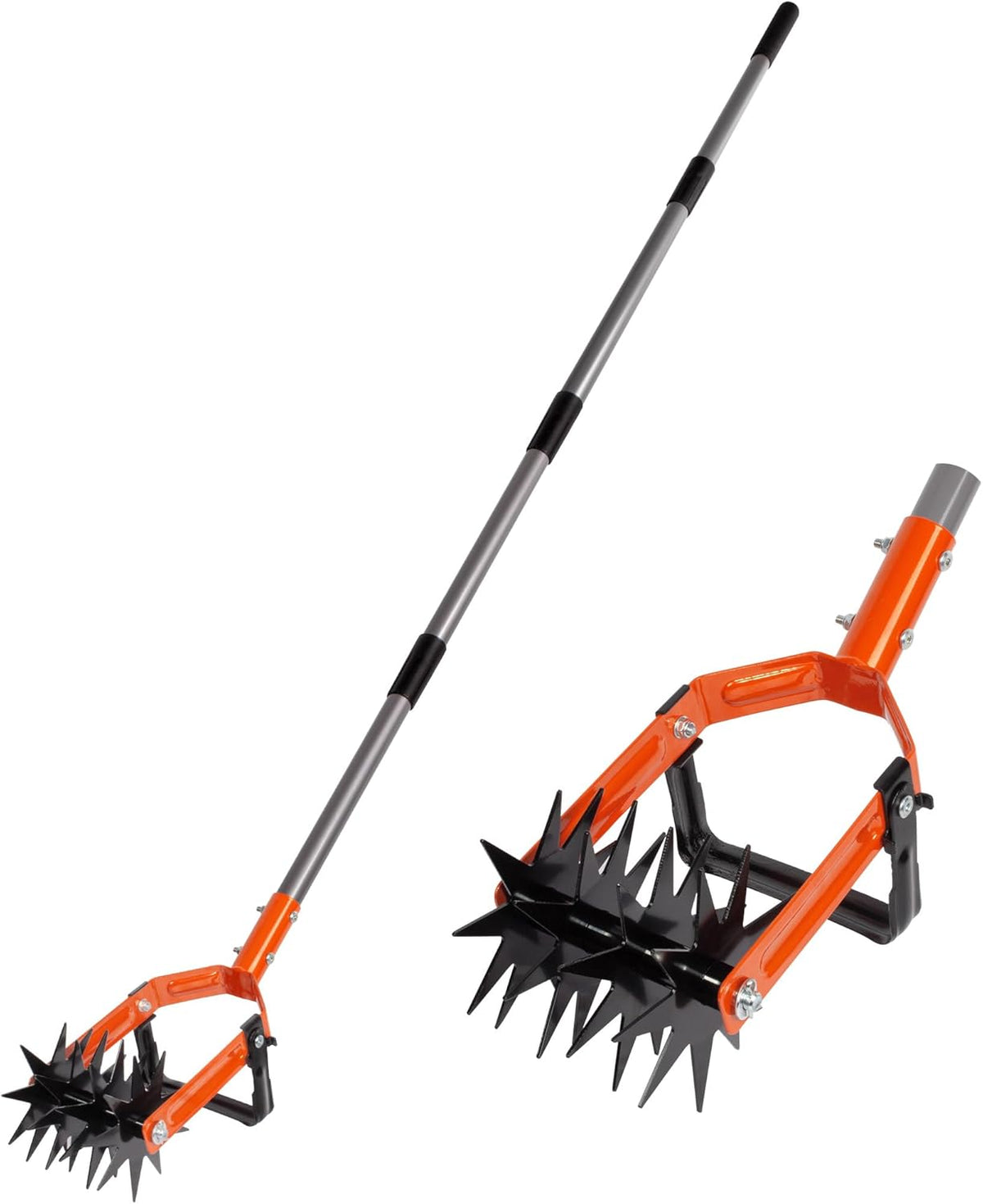 Walensee Rotary Cultivator Tool, Adjustable Garden Hand Tiller with Stainless Steel Pole, 2-in-1