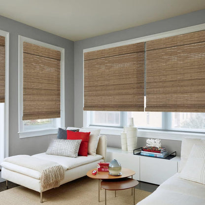 LETAU Cordless Wood Window Roller Shades, Bamboo Light Filtering Window Blinds for Indoor Home