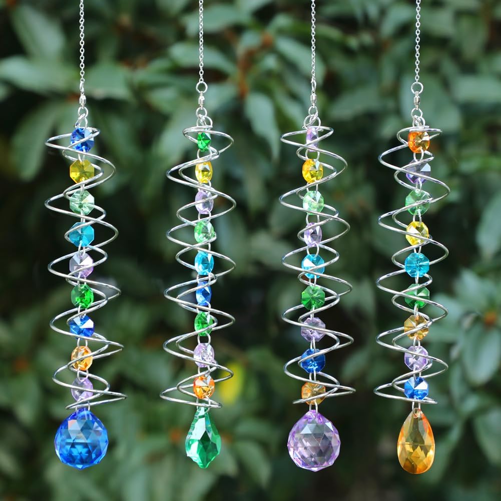 Sun Catchers, 4 Pcs Crystal Suncatchers for Indoor Windows Hanging Decorative Crystals Ball Prism