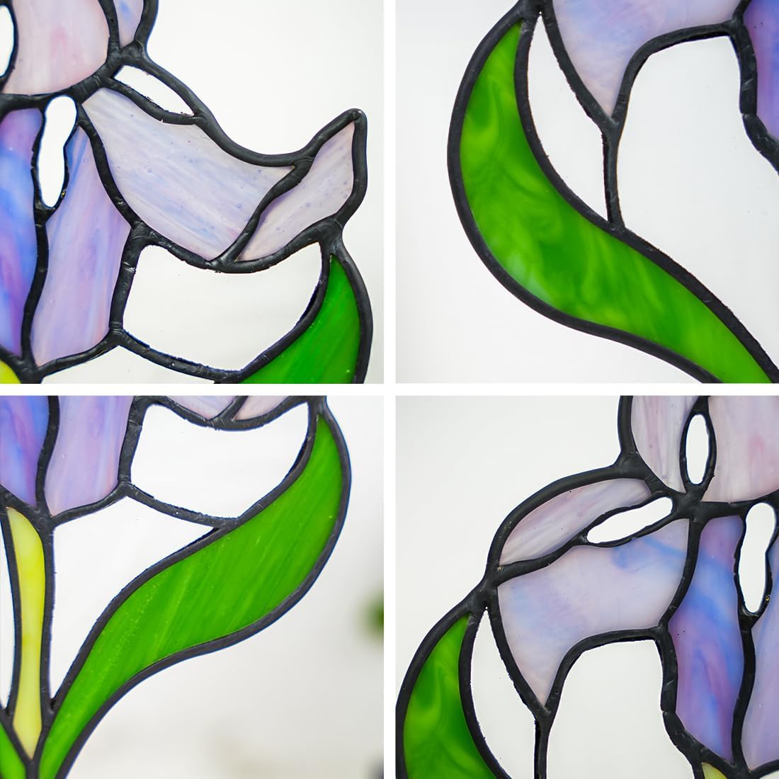 Iris Flower Stained Glass Window Hangings,Iris Flower Gifts for Women,Artificial Flowers Stained