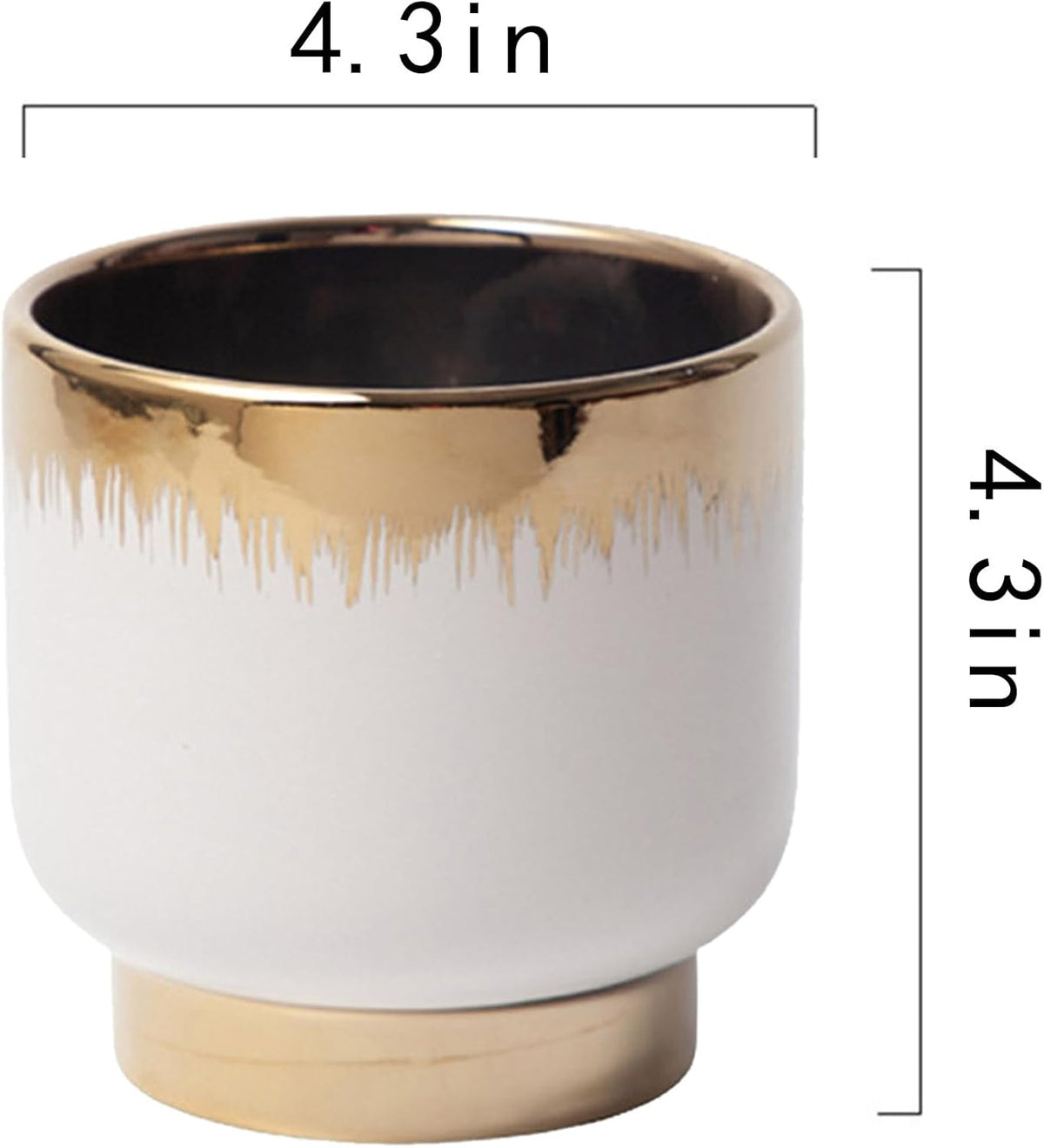 LB White Gold Ceramic Plant Pot for Indoor Plants, Succulent Planters Ceramic Plant Pots, Modern