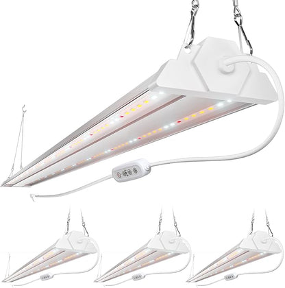FREELICHT 4 Pack 4ft LED Grow Light with Timer, 60W (350W Equivalent), Sunlike Full Spectrum