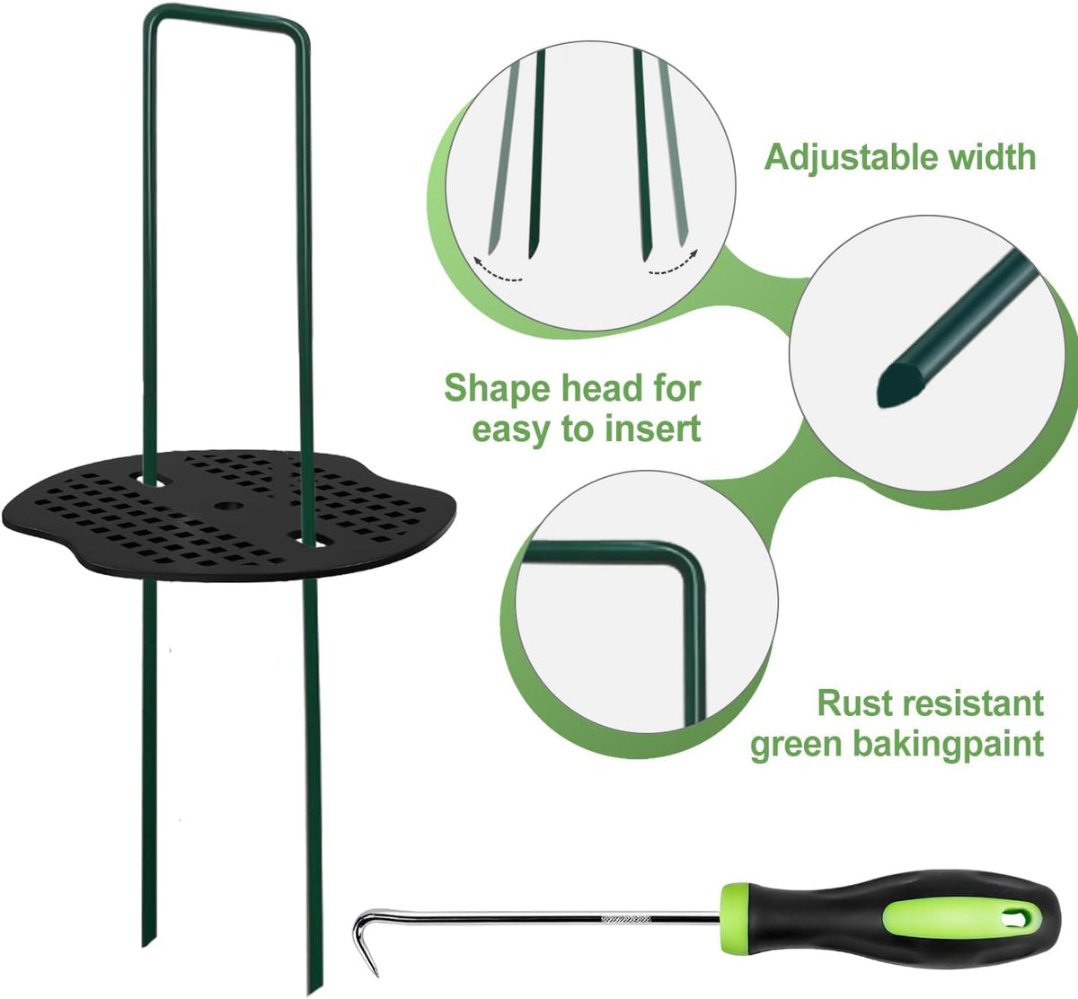 FOTMISHU Landscape Staples 6Inch 50pcs Garden Stakes + 50pcs Gasket, Lawn Pins with Spray Coating