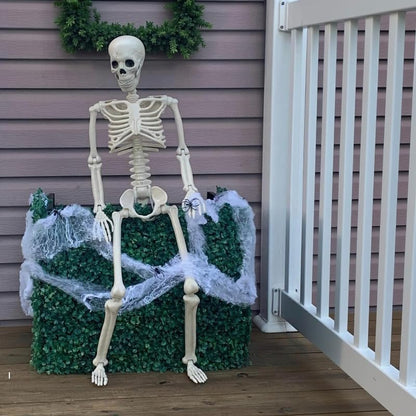 Skeleton Halloween Decorations Outdoor Indoor - 1Pcs 36" 1Pcs 16" Posable Plastic Skeleton,3FT