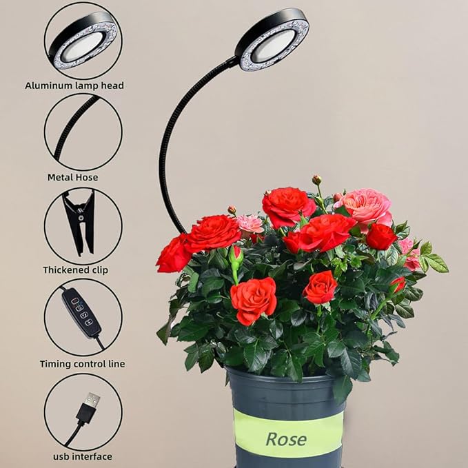 Plant Grow Light, 48 LEDs Full Spectrum Grow Lights for Indoor Plants, Height Adjustable Small Halo