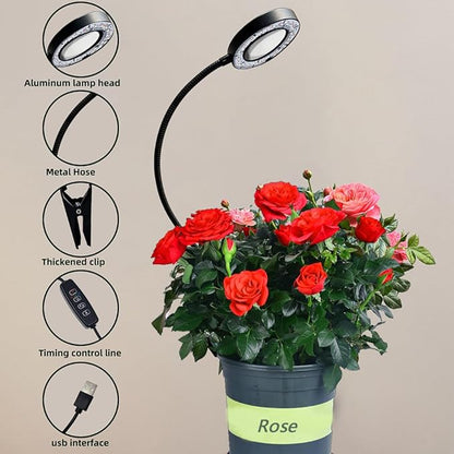 Plant Grow Light, 48 LEDs Full Spectrum Grow Lights for Indoor Plants, Height Adjustable Small Halo