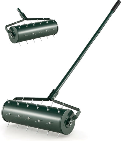 S AFSTAR 21" Manual Lawn Aerator, Heavy Duty Rolling Aerator Lawn Tool Filled Sand Stone with 51"