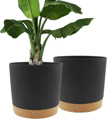 QCQHDU 12 inch Plant Pot, 2 Pack Planters for Indoor Plants with Drainage Holes & Saucer, Outdoor