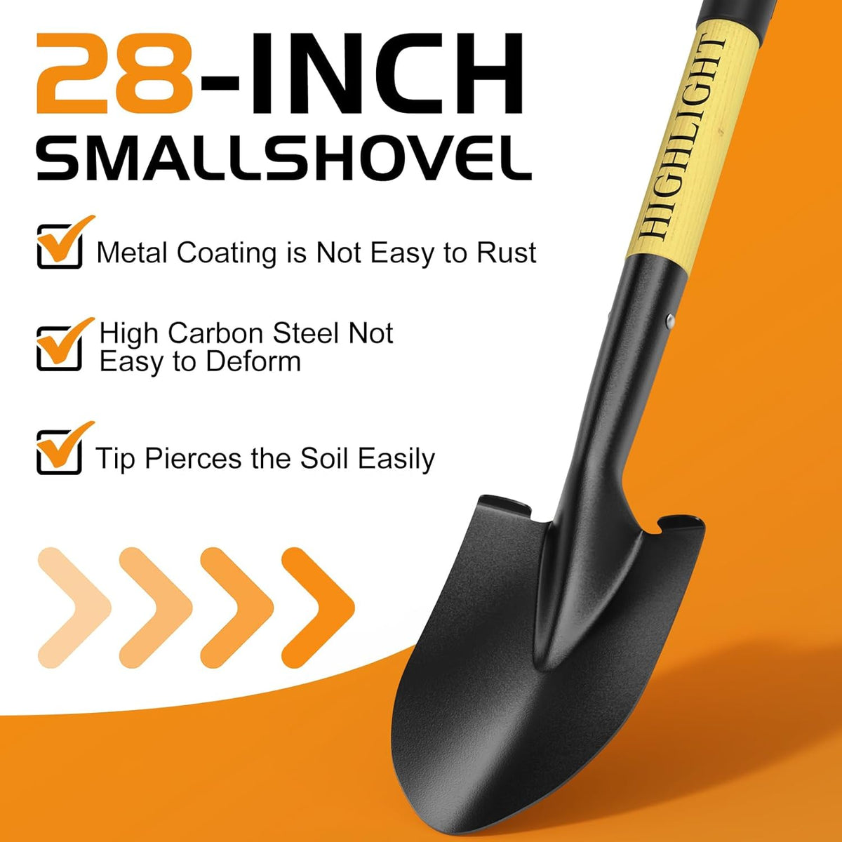 HIGHLIGHT Kids Shovel, Small Shovels for Digging, Overall Length 28 Inches, Mini D Handle