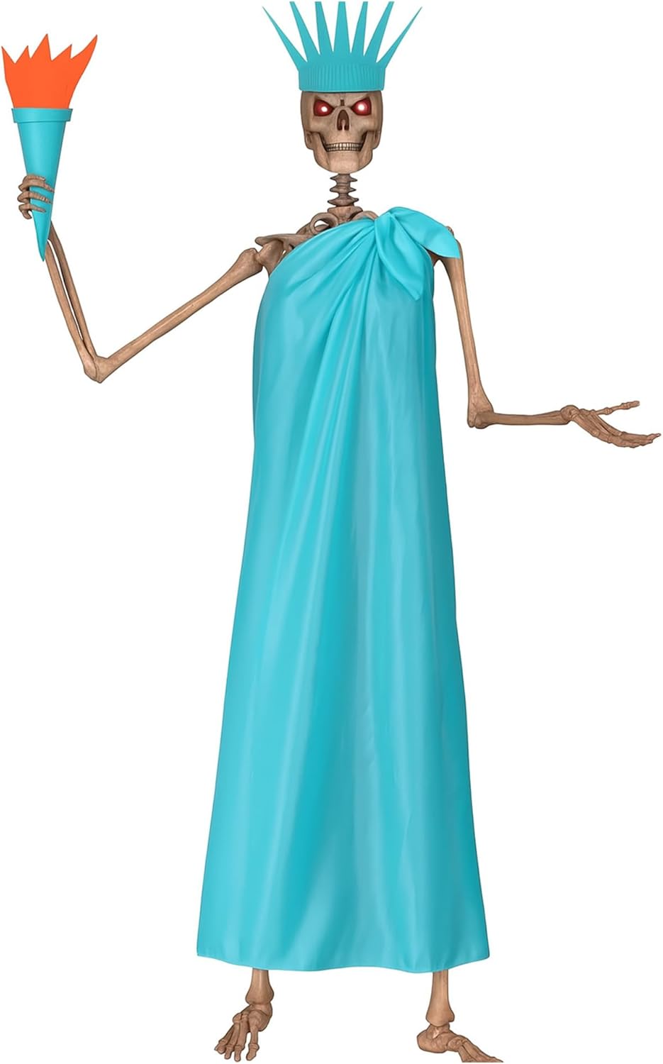 3 Pcs 12 ft Skeleton Accessories Skeleton Statue of Liberty Costume Kit with Crown and Torch Outfit