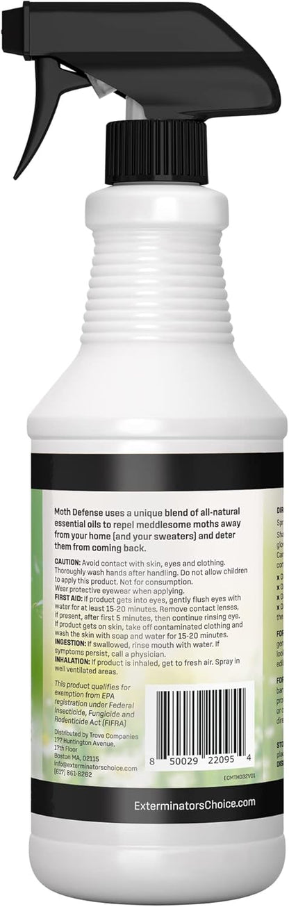 Exterminators Choice Moth Defense Spray - 32 fl oz - Natural Lemongrass & Citronella - Moth Spray