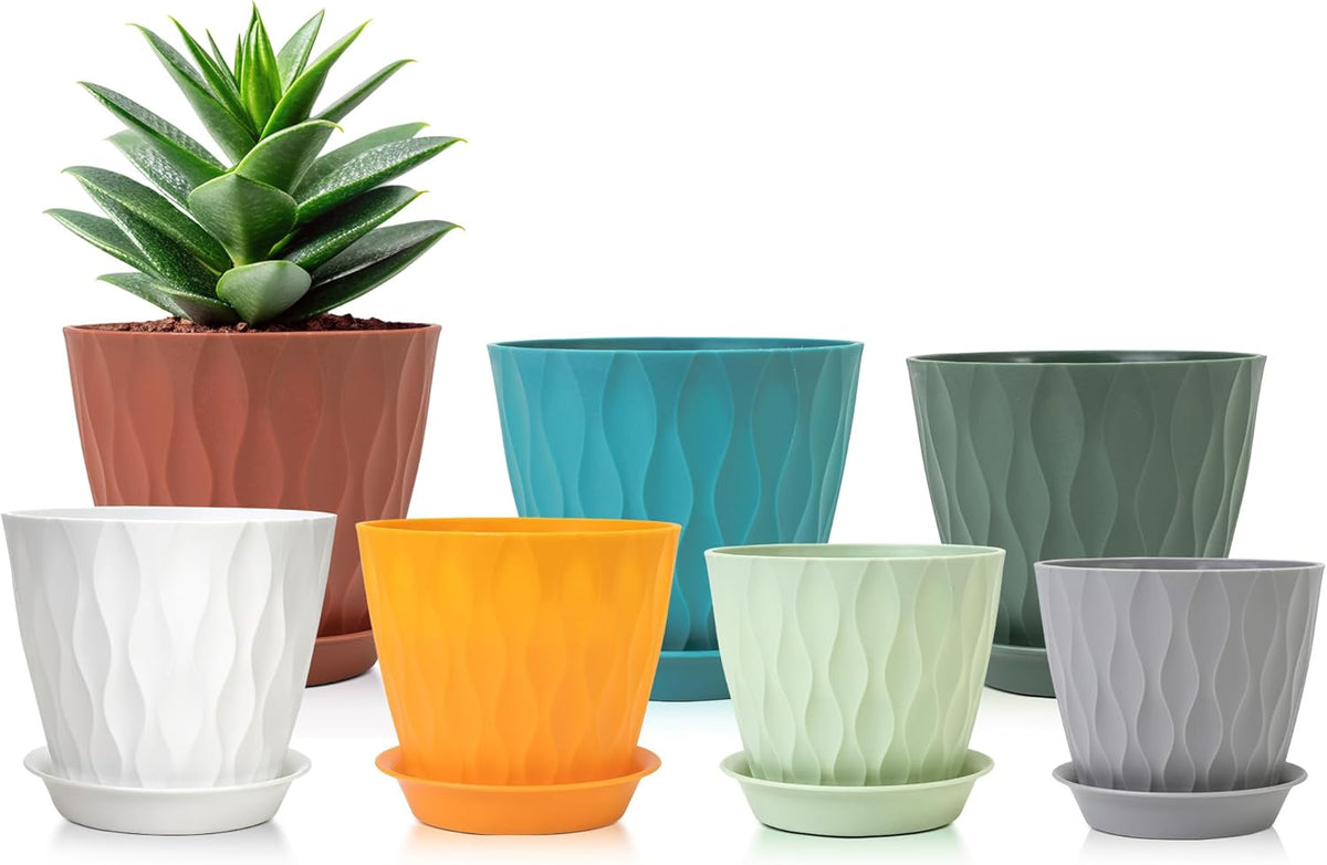 GARDIFE 7/6.5/6/5.5/5/4.5/4 inch Plant Pots, 7 Pack Flower Pots Indoor Outdoor, Planters with