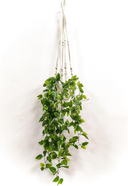 Fake Hanging Plants Artificial Plants for Home Decor Macrame Plant Hanger with Fake Vines Faux