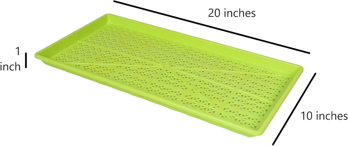 SUNPACK 10" x 20" Heavy Duty Mesh Plastic Seed Starting Tray, Lime Green, 1" (Pack of 30) - Ensures